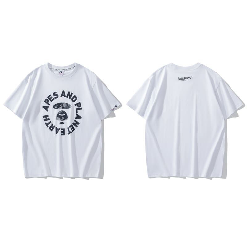 AAPE Ape Head Badge Short Sleeve Casual T-Shirt for Men and Women