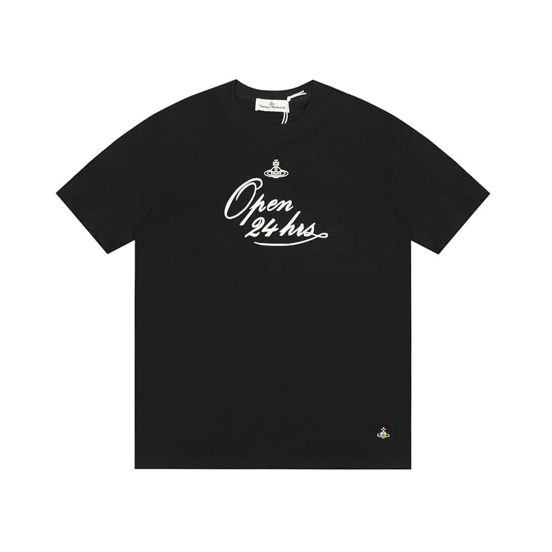 Vivienne Westwood Couple Print Embroidered Loose Cotton T-Shirt for Men and Women