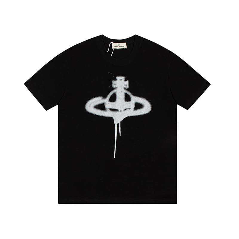 Vivienne Westwood Splash-Ink Embroidered Star Print Round Neck T-Shirt Half Sleeve