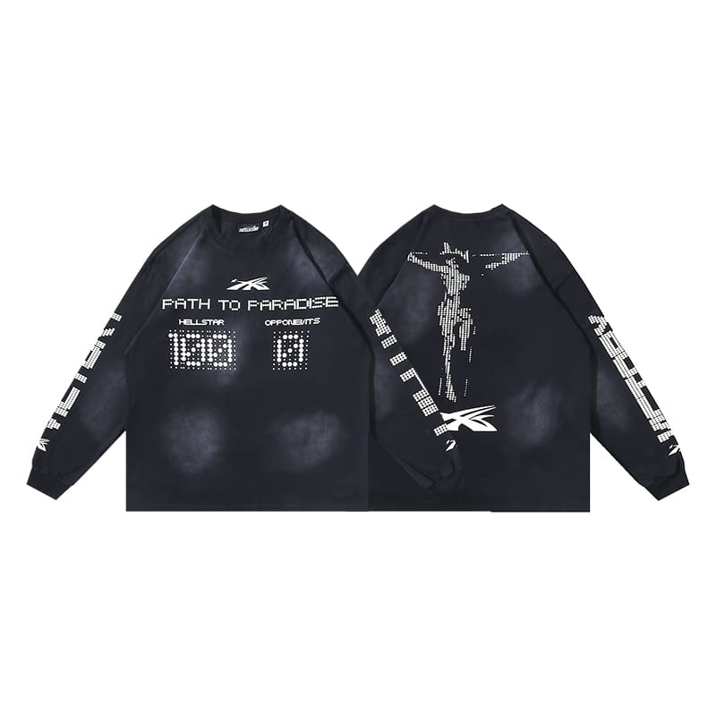 H*lst*r ins hip hop long sleeve t shirts american style hip hop trendy washed long sleeve t-shirt