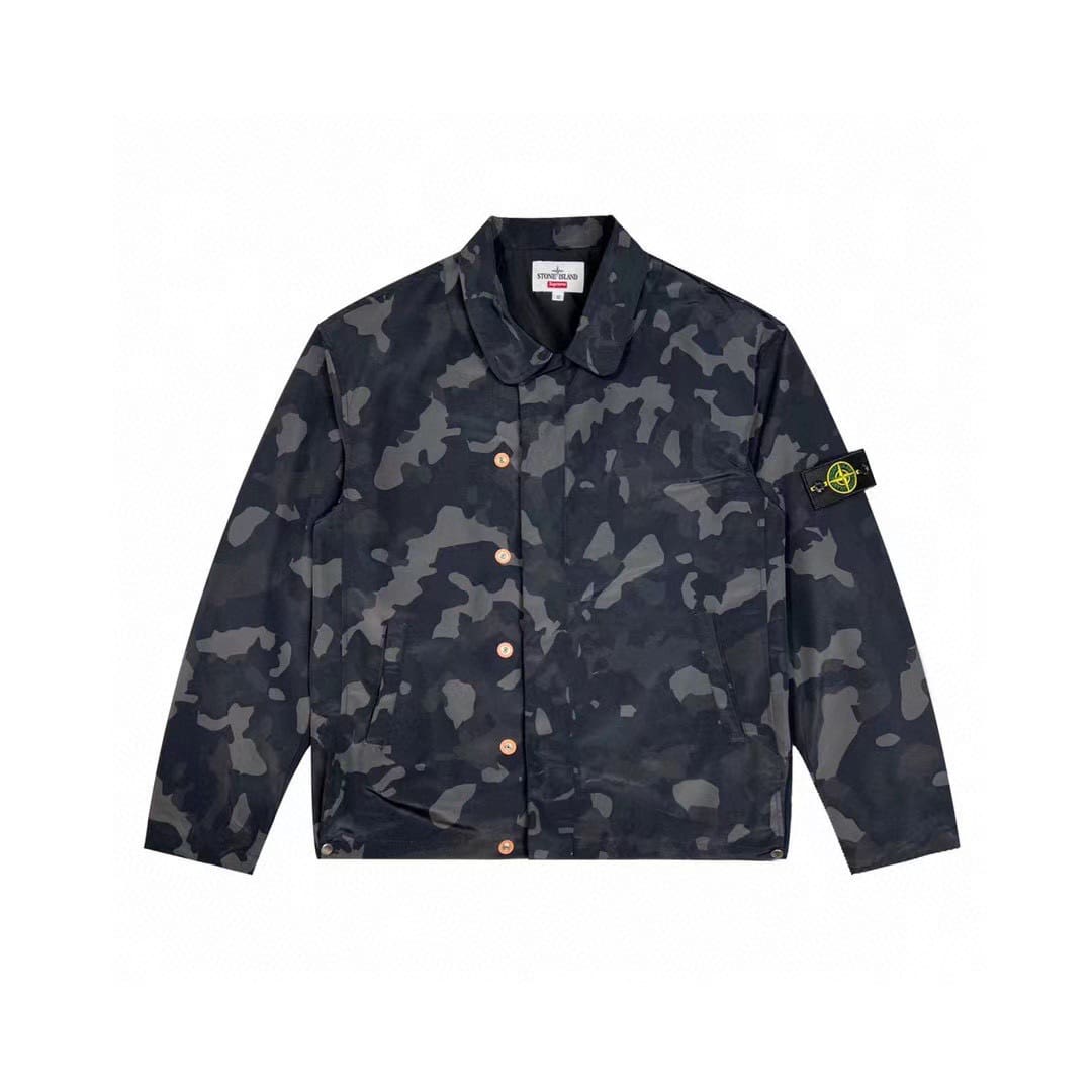 Stone Island Camouflage Inkjet Joint-Name Casual Loose Jacket for Men and Women