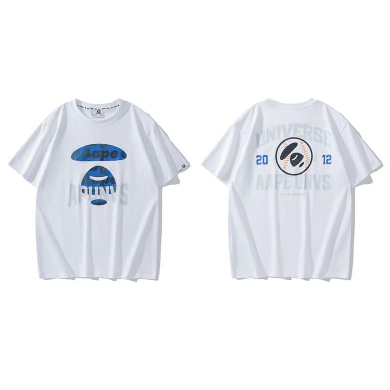 AAPE Ape Head Badge Printed Short Sleeve T-Shirt for Men and Women