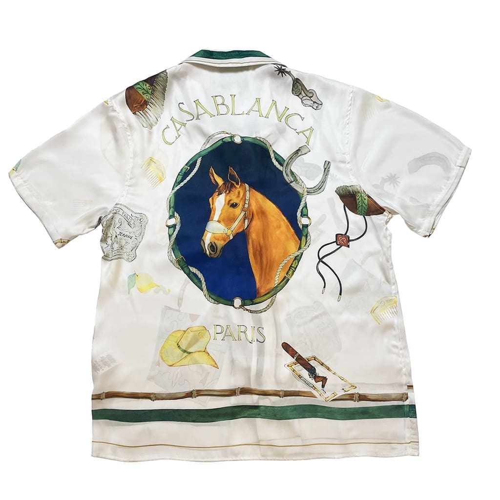 Casablanca Racecourse Jewelry Earrings Twill Silk Short Sleeve Shirt