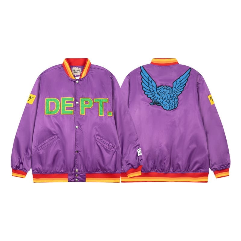 Gallery Dept Letter Logo Embroidered Baseball Jacket for Men