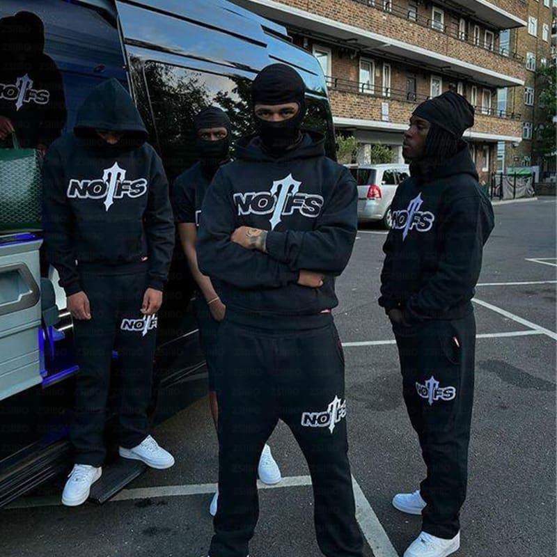 NOFS Printed Sports Suit Hooded Sweater and Casual Trousers for Men and Women