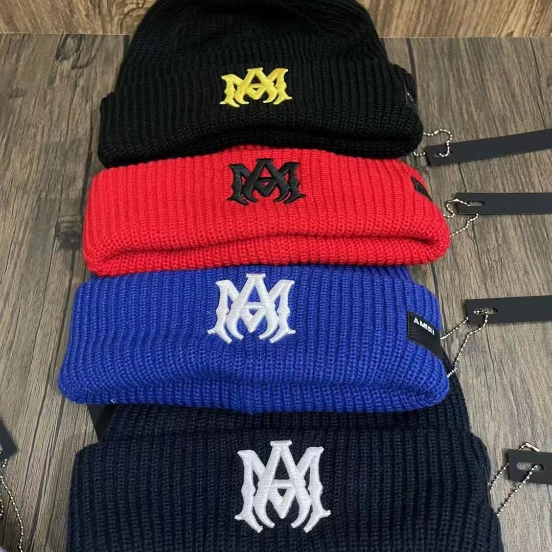 Amiri Embroidered Woolen Cap Knitted Hat for Men and Women