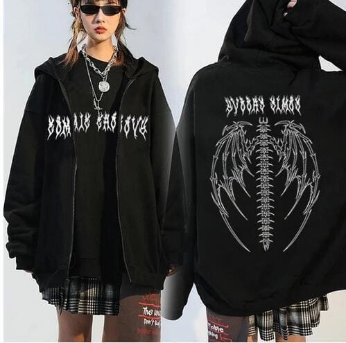 Loose Printed Pocket Sweatshirt Double-Layer Women’s Hoodie Y2G Style