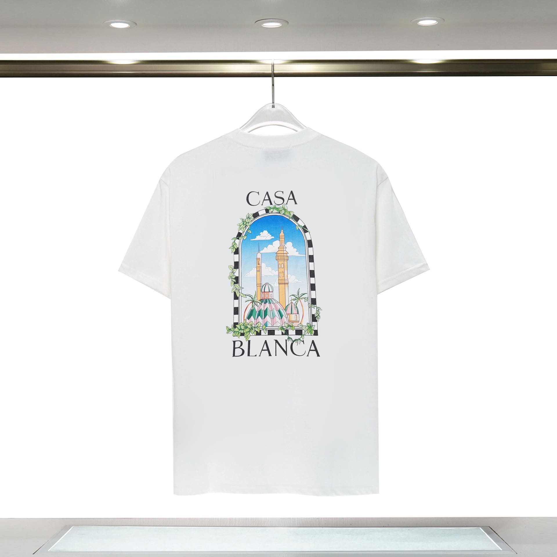 Casablanca Double Yarn Cotton Letter Print T-Shirt Trendy Style