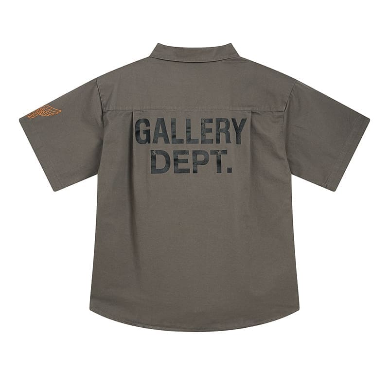Gallery Dept Badge Embroidered Short Sleeve Workwear Shirt for Men