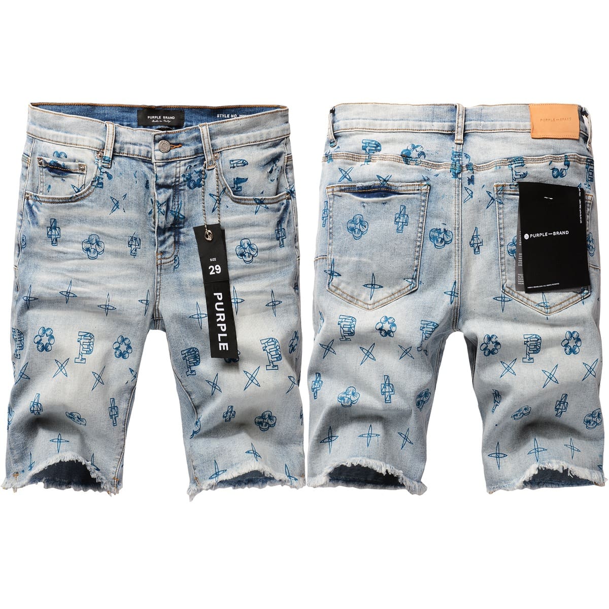 pu*re b*and denim shorts american high street blue print 5063