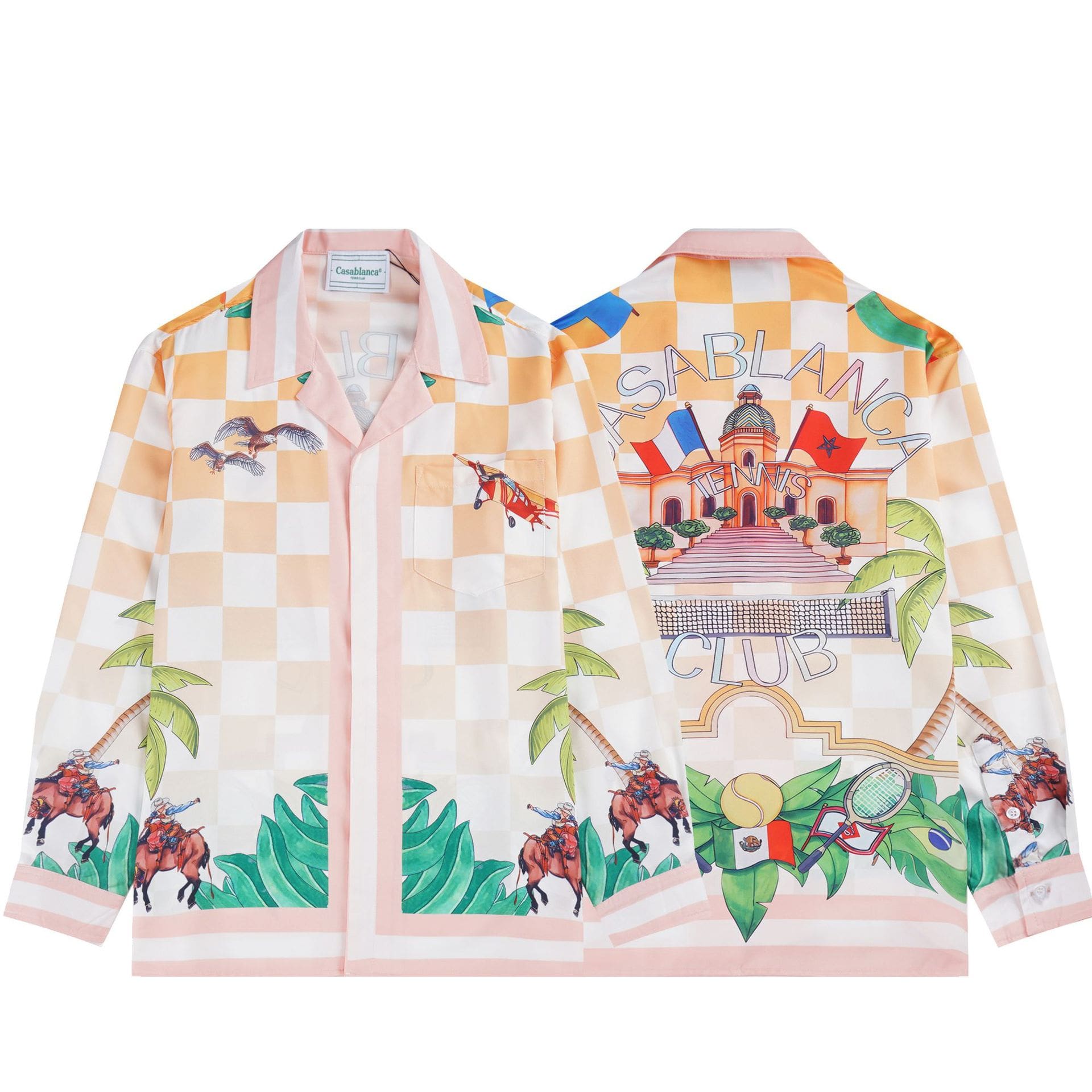 Casablanca Long Sleeve Printed Beach Shirt for Men A