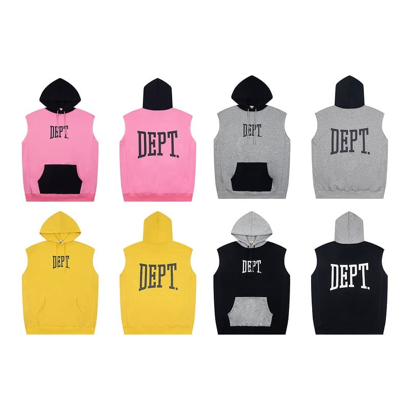 Gallery Dept High Street Letter Print Hooded Vest Jacket with Color Collision Design