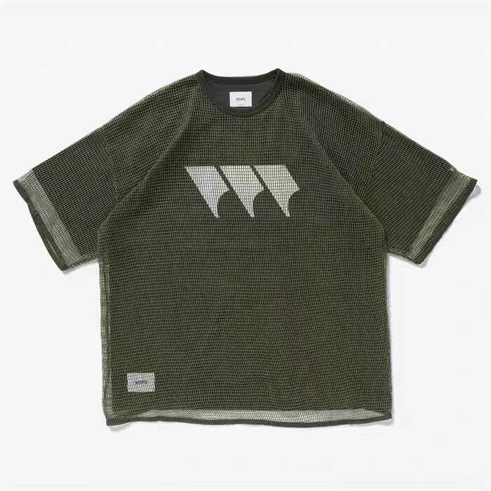 Fashion brand WTAPS GHILL/SS/COTTON double layer mesh fabric letter printed casual short sleeve T-shirt 23SS