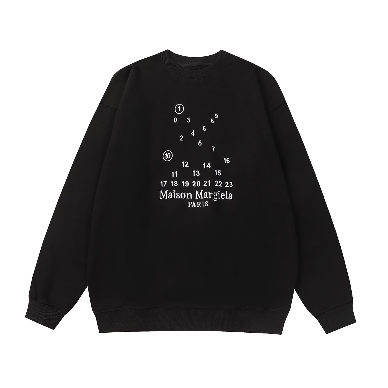 Maison Margiela MM6 Embroidered Letter Crew Neck Terry Sweater for Men