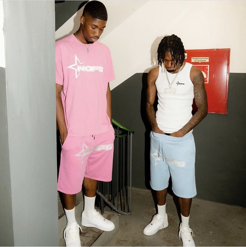 NOFS Letter Print Shorts Suit European Hip Hop Style High Street Sports Set 2