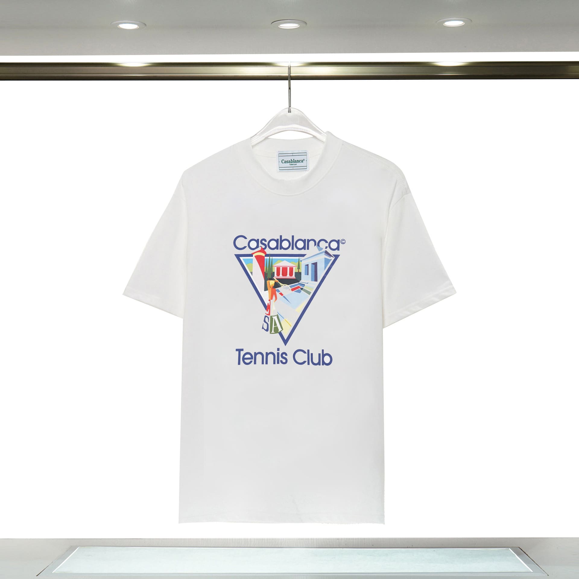Casablanca Double Yarn Cotton Letter Print T-Shirt Trendy Style