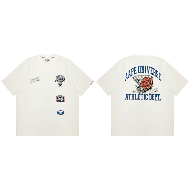 AAPE Ape Head Badge Short Sleeve Casual T-Shirt for Men and Women