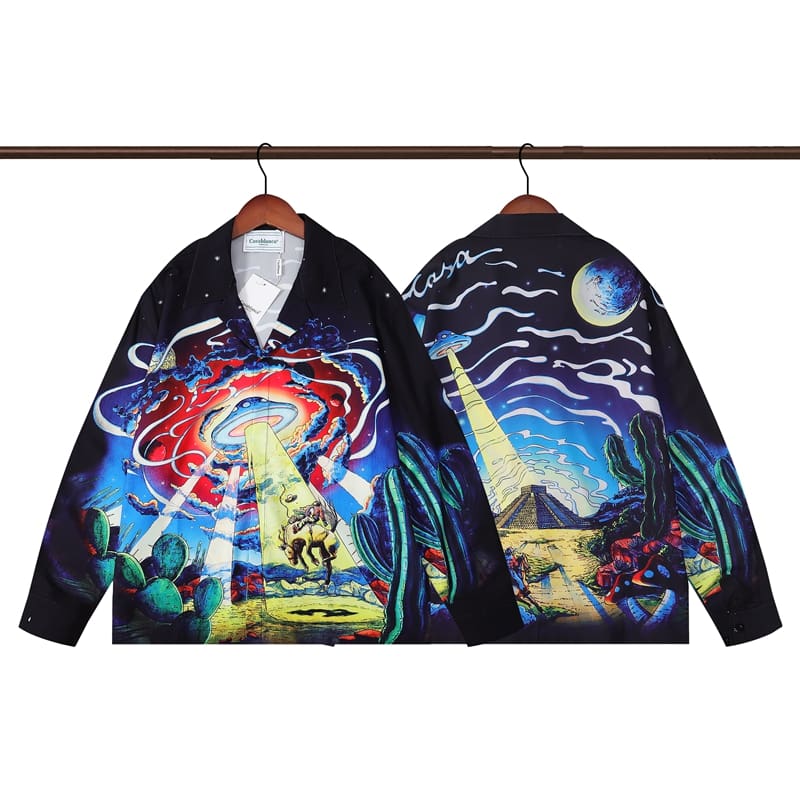 Casablanca Flower Shirt Spring and Autumn Vacation Beach Shirt for Men