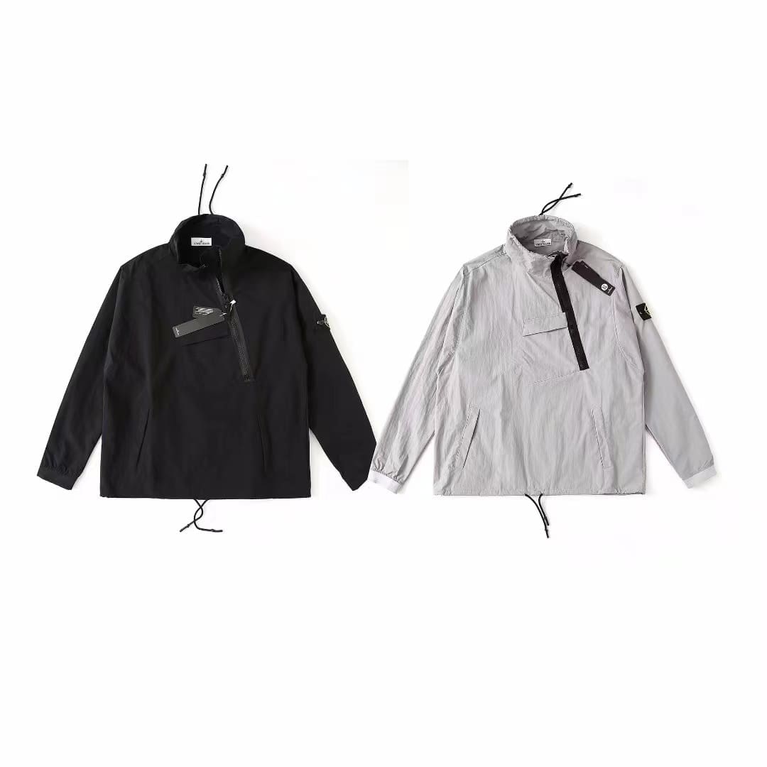 Stone Island Oblique Zipper Shell Jacket Windproof Casual Coat for Men and Women