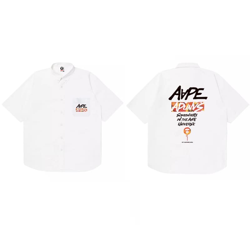AAPE Loose Cotton Oxford Short Sleeve Shirt for Men and Women