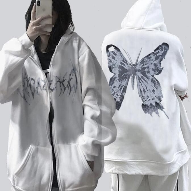 Loose Printed Pocket Sweatshirt Double-Layer Women’s Hoodie Y2G Style