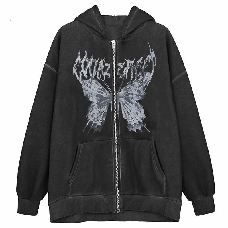 Loose Printed Pocket Sweatshirt Double-Layer Women’s Hoodie Y2G Style
