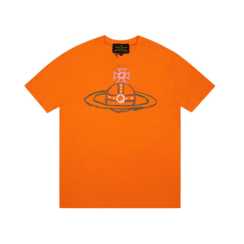 Vivienne Westwood Splash-Ink Embroidered Star Print Round Neck T-Shirt Half Sleeve