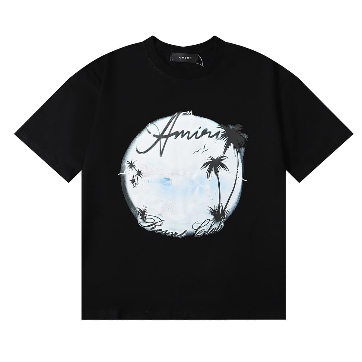 Amiri Fashion Solid Color High Street T-Shirt Retro Loose Fit 2