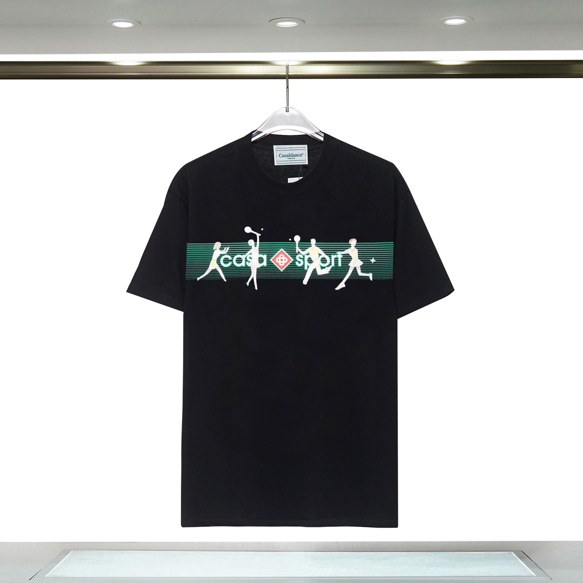 Casablanca Double Yarn Cotton Letter Print T-Shirt for Men and Women
