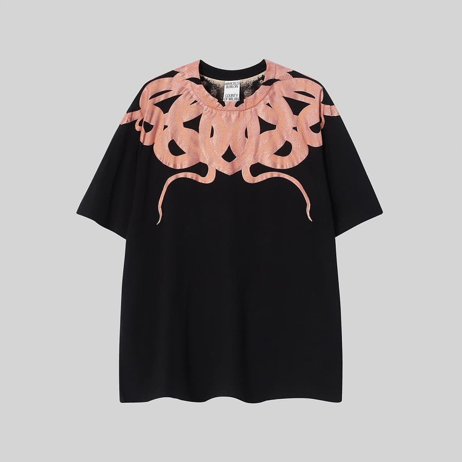 Marcelo Burlon Python Lion’s Head Feather T-Shirt Summer Couple Wear