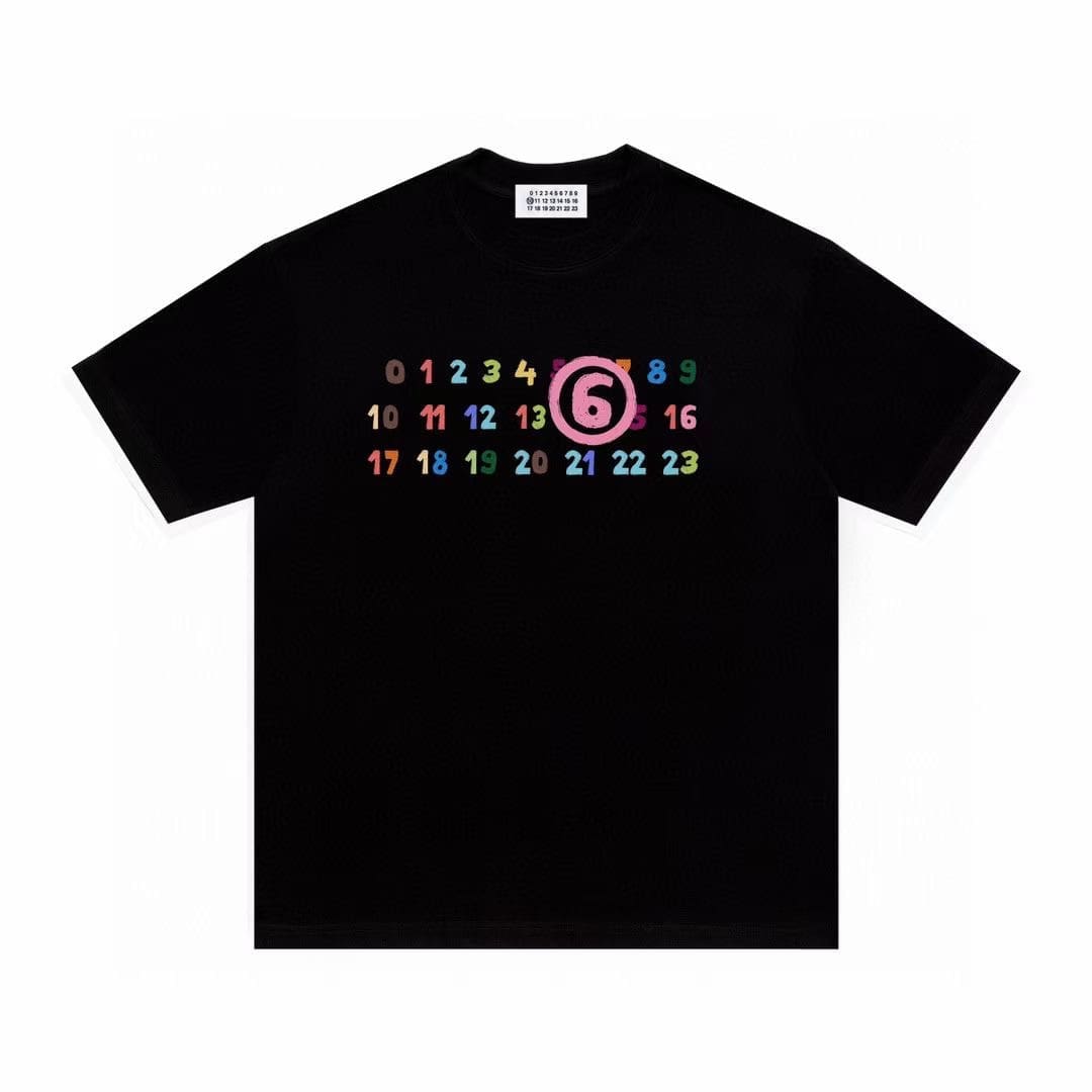 Maison Margiela MM6 Color Letter Print Heavyweight Cotton T-Shirt