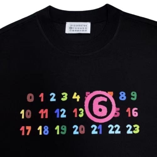 Maison Margiela MM6 Color Letter Print Heavyweight Cotton T-Shirt