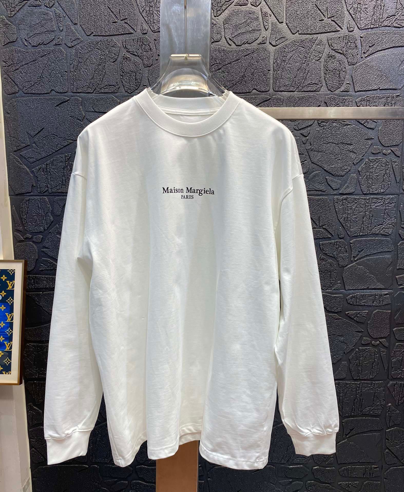 Maison Margiela MM6 Heavy Weight Letter Print Long Sleeve T-Shirt for Men
