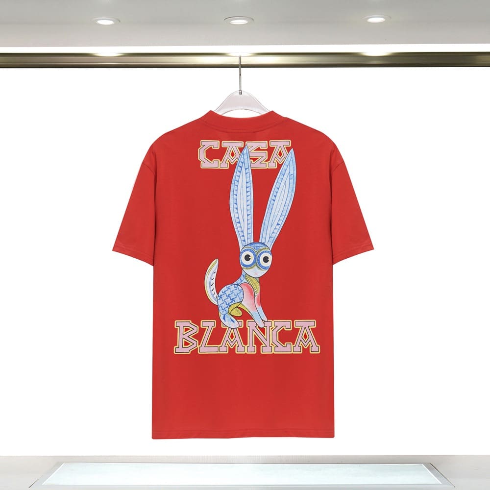Casablanca 23ss Summer T-Shirt Elbow-Sleeve Men’s and Women’s Top