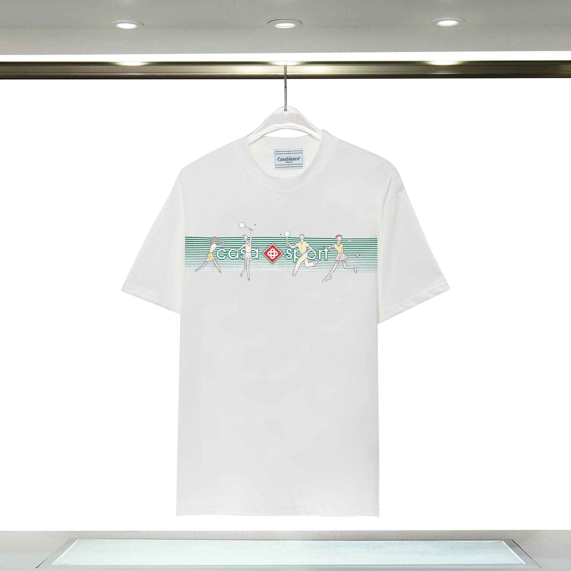 Casablanca Double Yarn Cotton Letter Print T-Shirt Trendy Style