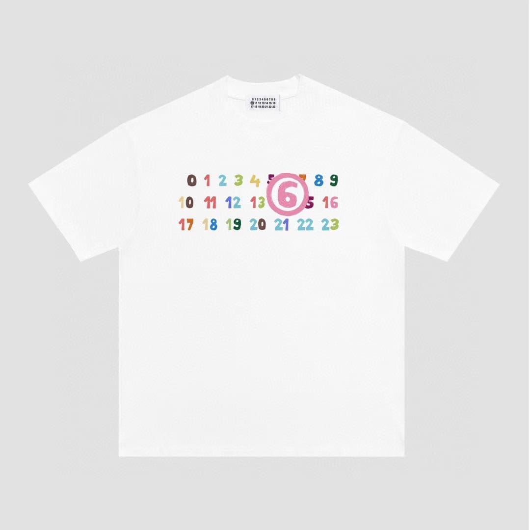 Maison Margiela MM6 Color Letter Print Heavyweight Cotton T-Shirt