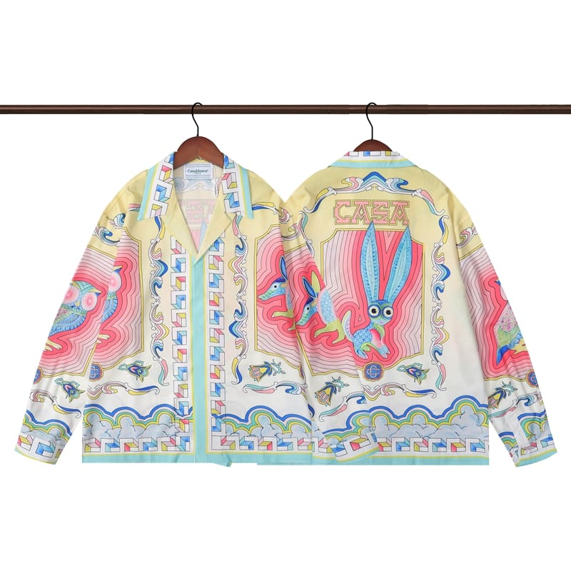 Casablanca Flower Shirt Spring and Autumn Vacation Beach Shirt for Men