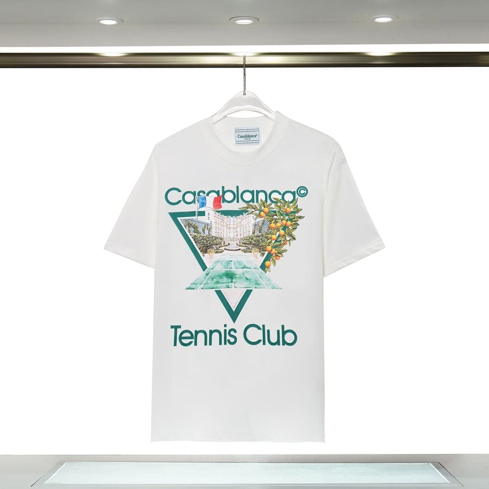 Casablanca 23ss Summer Short Sleeve T-Shirt Elbow-Sleeve Top for Men and Women