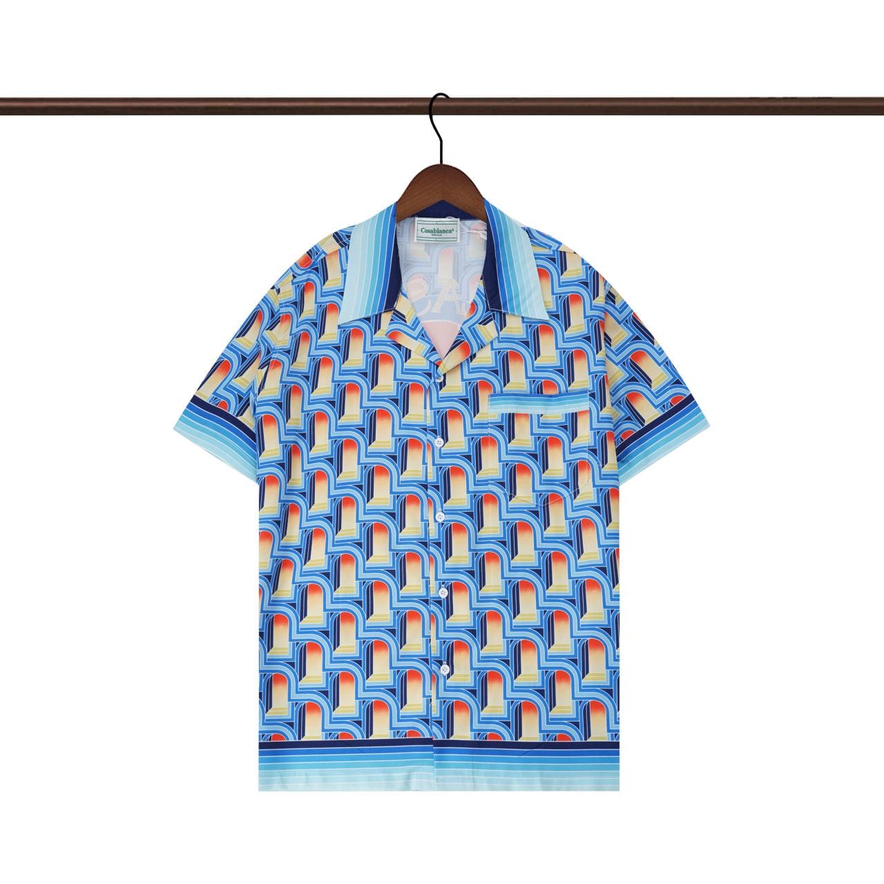 Casablanca Gradient Arch Bridge Full-Print Sports Short Sleeve Shirt for Men and Women