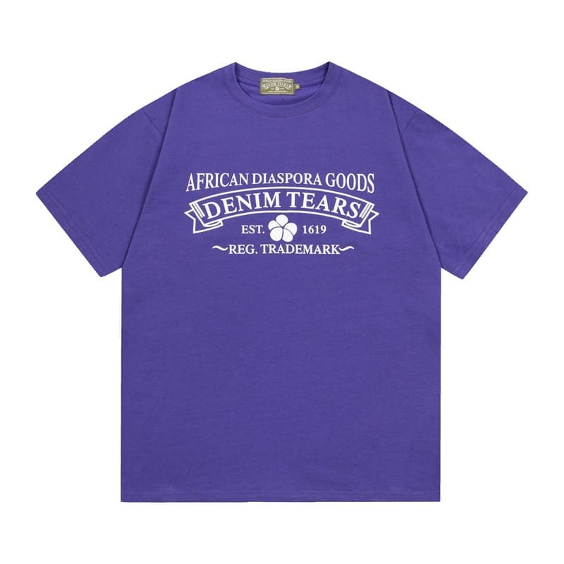 Denim Tears Hip Hop Pure Cotton Short Sleeve T-Shirt for Men and Women