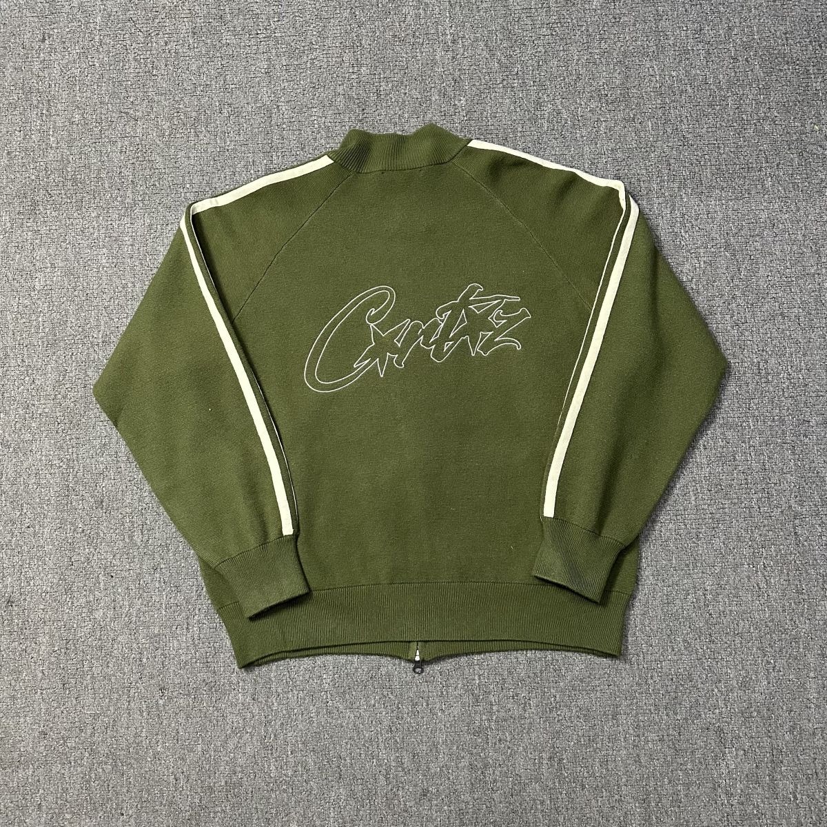 Corteiz American retro alphabet embroidered cardigan coat men’s and women’s spring and autumn loose casual zipper sweater