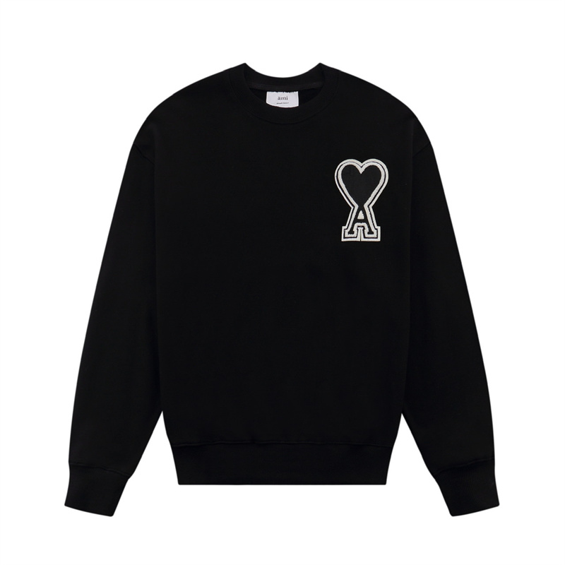Ami paris round neck sweater men’s and women’s same pullover loose couple’s autumn and winter classic embroidered long-sleeved top