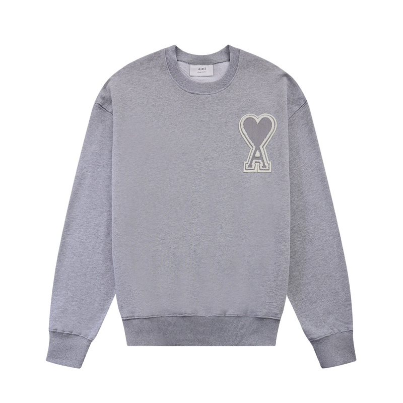 Ami paris round neck sweater men’s and women’s same pullover loose couple’s autumn and winter classic embroidered long-sleeved top