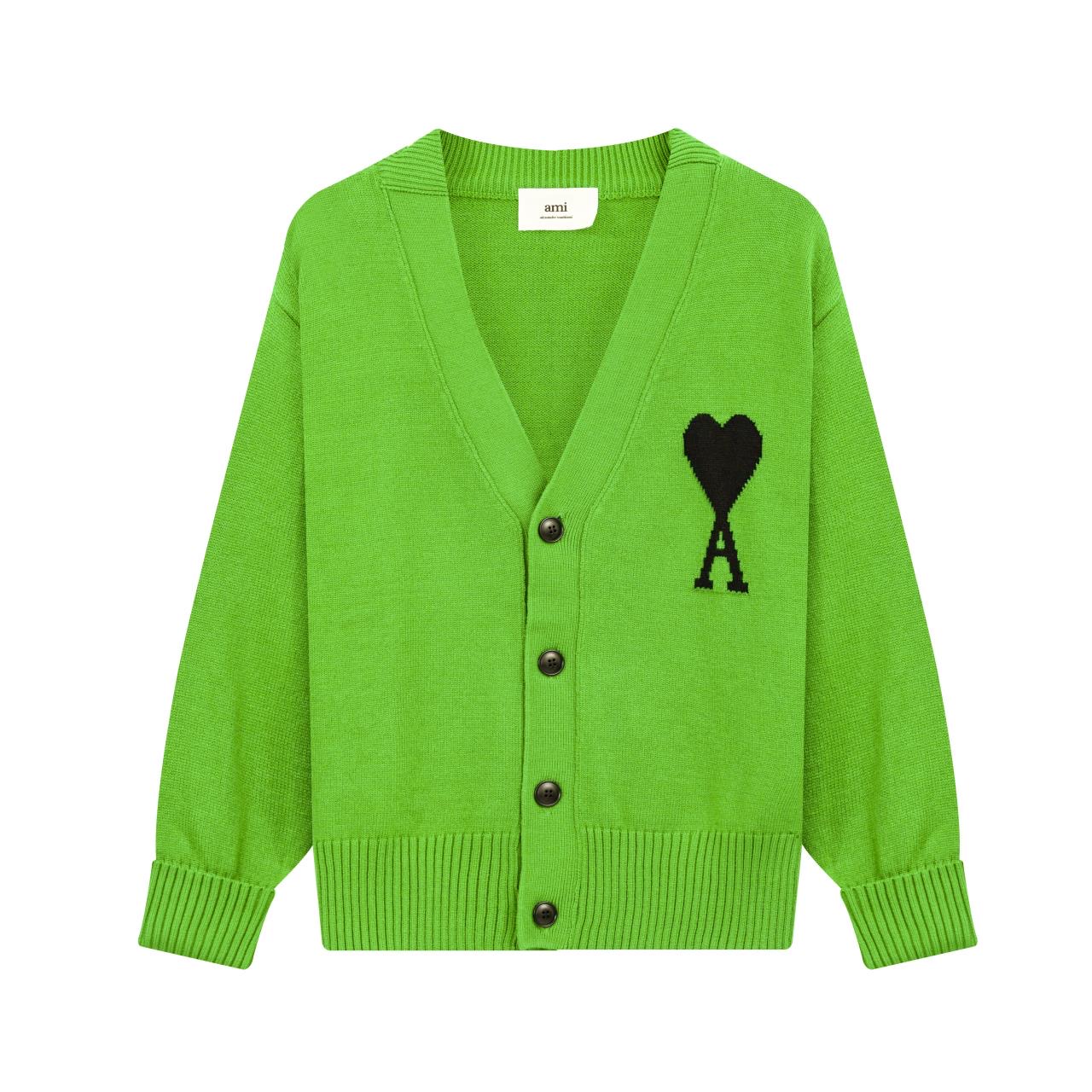 Ami Paris love sweater jacquard cardigan V-neck wool sweater loose men’s and women’s same style couple coat