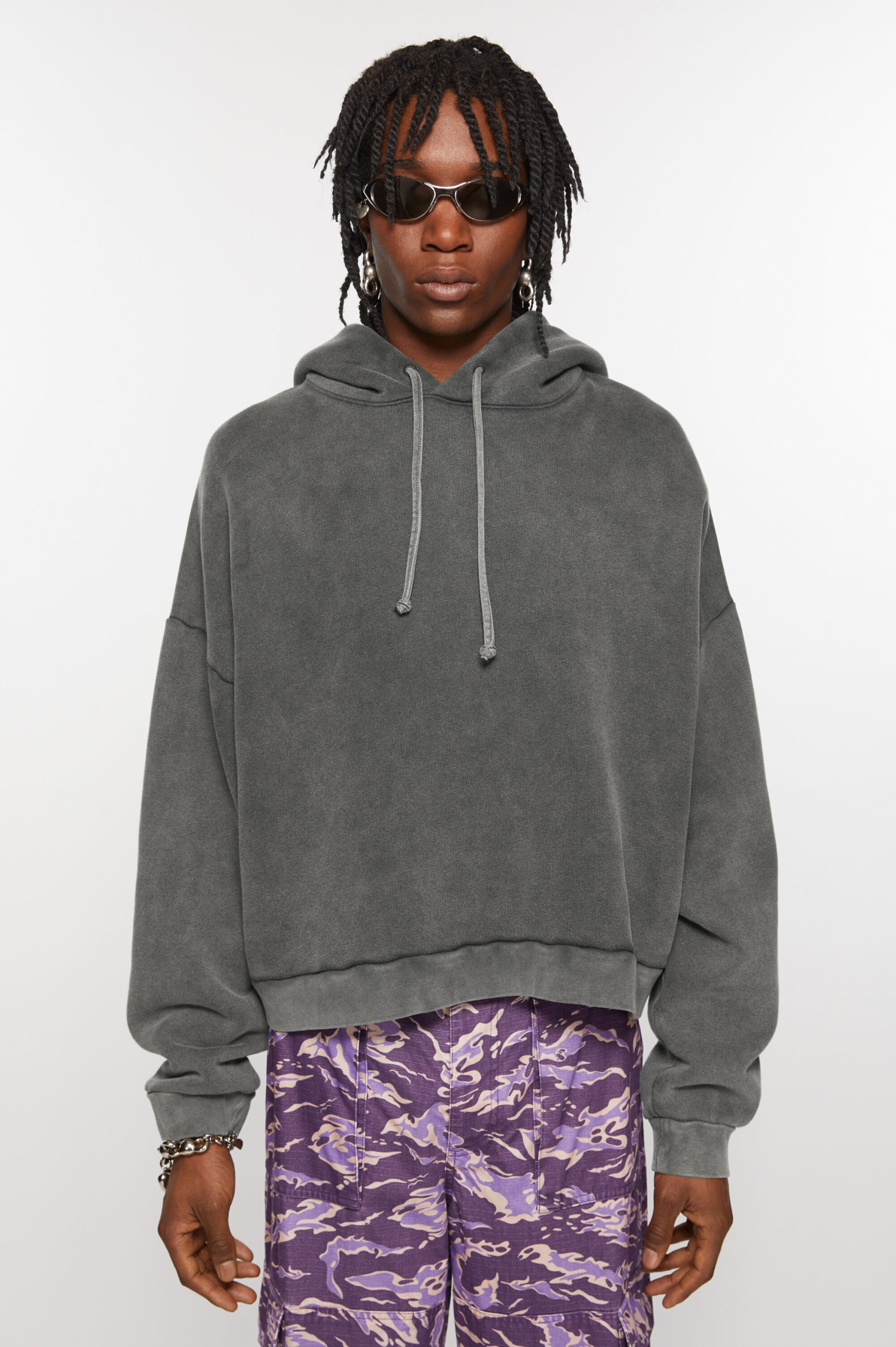 acne AC same style women’s American fashion brand loose distressed logo washed-out vintage hooded hoodie men’s ins