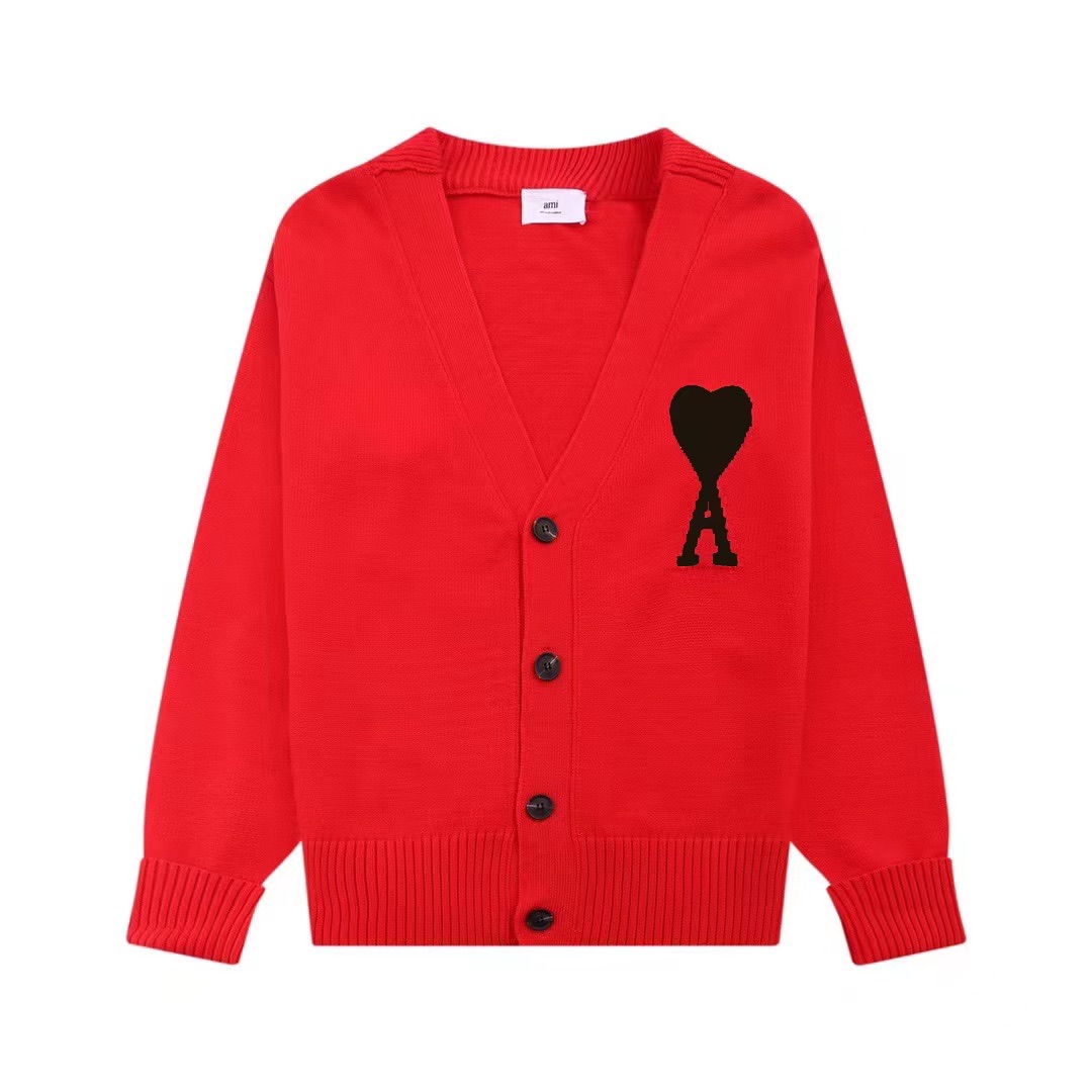 Ami Paris love sweater jacquard cardigan V-neck wool sweater loose men’s and women’s same style couple coat