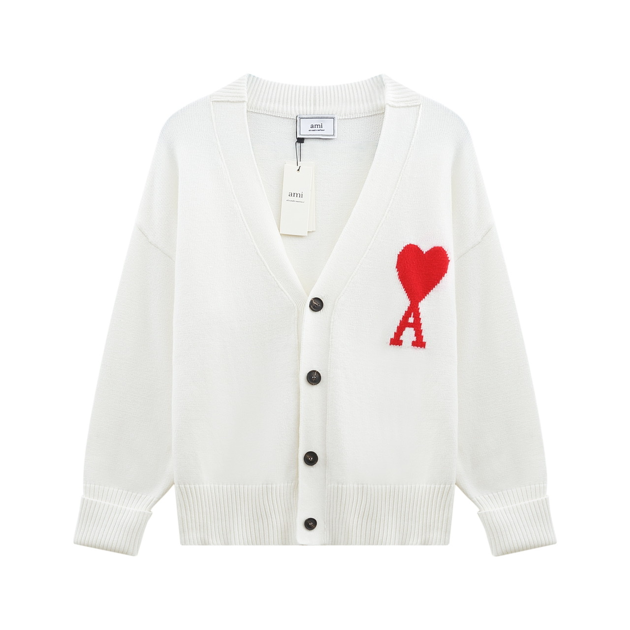 Ami Paris love sweater jacquard cardigan V-neck wool sweater loose men’s and women’s same style couple coat