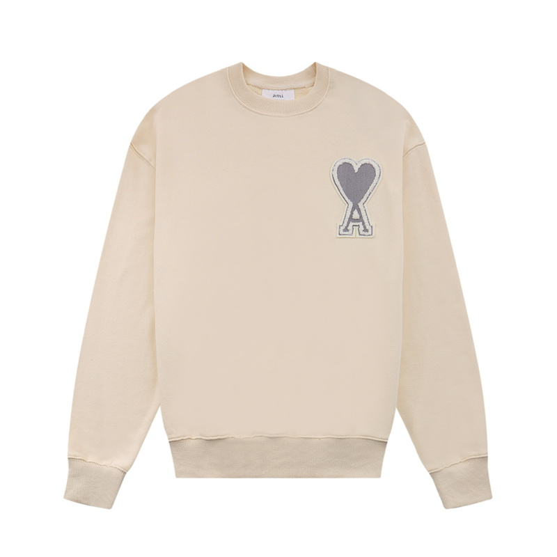 Ami paris round neck sweater men’s and women’s same pullover loose couple’s autumn and winter classic embroidered long-sleeved top