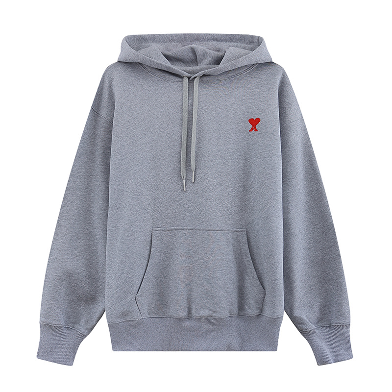 AMI paris embroidered hoodie men’s casual couple sweater small love embroidered Macron color matching top