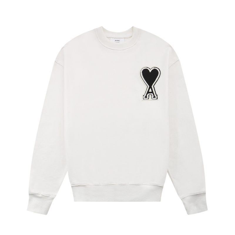 Ami paris round neck sweater men’s and women’s same pullover loose couple’s autumn and winter classic embroidered long-sleeved top
